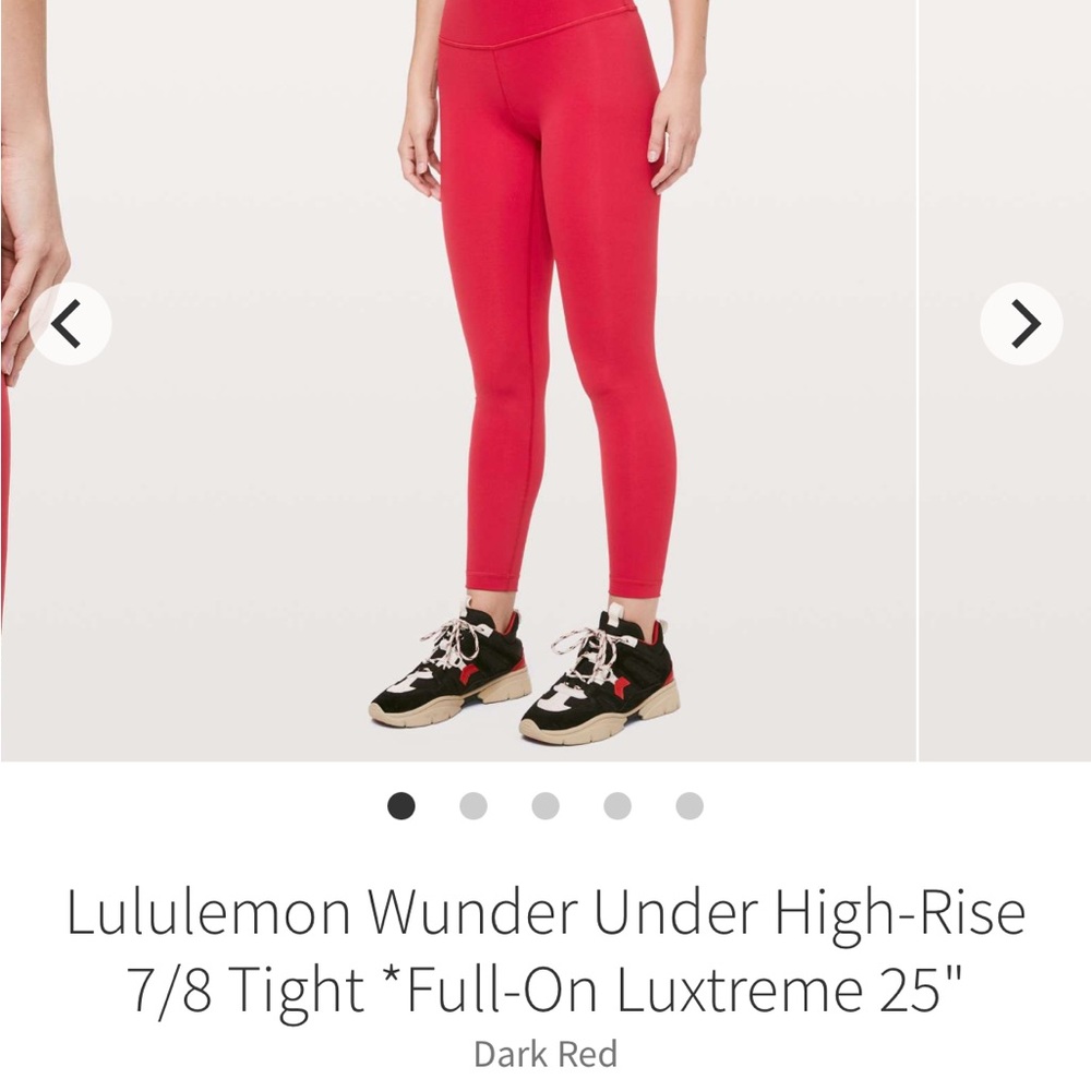 Dark Red Lululemon Wunder Under High-Rise 7/8 Tight *Full-On Luxtreme 25"
